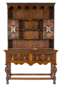 An oak Jacobean style dresser, English 19th century