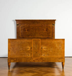 French walnut double bed with ormolu mounts.&nbsp;