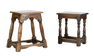 Two 17th century style oak joint stools