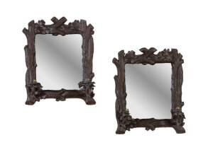 A pair of faux wood twin branch mirror lights