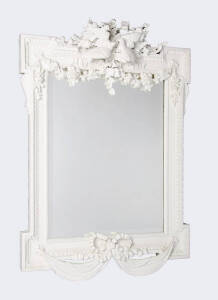 A white painted rectangular wall mirror, English 19th century