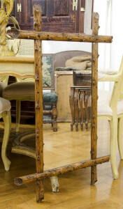 A rectangular wall mirror in naturalistic branch carved frame, Continental, 19th century