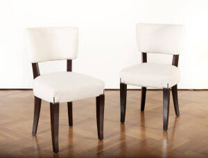 A set of twelve macassar ebony veneer upholstered dining chairs, French circa 1930