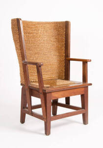 ORKNEY CHAIR: Oak & woven straw with original drop in seat, 19th century