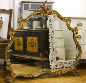 French carved & gilt overmantle mirror. 110 x 102cm