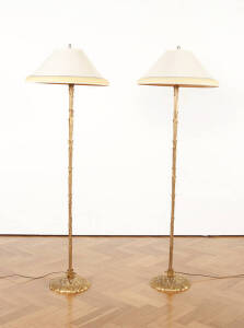 Two pairs of ornate gilt metal standard lamps with foliate design. 167cm