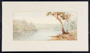 AUSTRALIAN SCHOOL: Pair of landscape watercolours signed J.Marsh lower left. 20 x 44cm