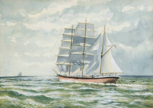 N PRESTON, The Scottish Isles - Three masted ship at sea, watercolour with body colour, signed , 25 x 35.5cm&nbsp;