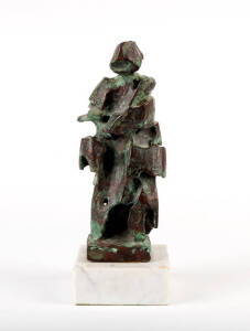 Abstract figure, Artist unknown, European/Australian circa 1960; copper clad sculpture on marble base; 28cm high.