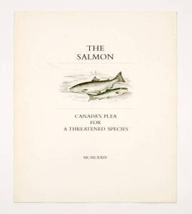 "THE SALMON, Canada's Plea For a Threatened Species"; limited edition portfolio of prints including tribal images & artworks by J.Stewart, Denbigh & R.Kovach. Housed in original folios with slip case this edition was presented to members of the United Nat