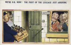 COMIC POSTCARDS: Collection in album, noted Beer related (59); Donald McGill range (84). Fair/VG.&nbsp;