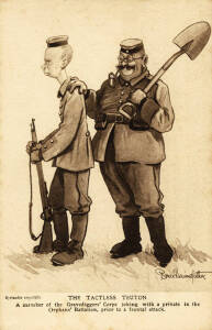 WW1 COMIC POSTCARDS - TURKS & GERMANS: Collection in album, noted Louis Remaeker (25), Bruce Barnsfather (4) & Donald McGill (11); also 1917 New Year's Card. Fair/VG.
