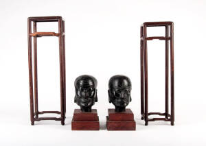 Two Chinese hardwood square vase stands