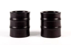 A pair of Chinese hardwood brush pots in the form of bamboo14cm high