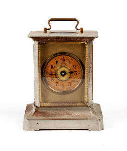 A Chinese market musical metal mantel clock made by William Meyerink and Co, circa 1900