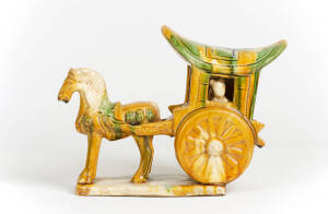 A Tang style Sancai horse drawn carriage
