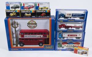 TOMICA: Group of boxed Tomica’s including ‘Dandy’ London Transport Omnibus (F19); and, ‘Long Tomica’ Car Transport (L2); and, Cadillac Fleetwood Brougham (F2). All mint in original cardboard boxes. (23 items) 