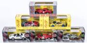 BANG: 1:43 group of Ferrari model cars including Ferrari 355 Road Spider (8035) &ndash; Metallic Blue; and, Ferrari Dino 246 GTS (7127) &ndash; Orange; and, Ferrari 250 TR Le Mans 58 (7108) &ndash; Yellow. All mint in original perspex display cases. (32 items)