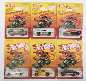 HOTWHEELS: Group of Vintage 1980s ‘The Hot Ones’ model cars including Fiero 2M4 (7527); and, Turbo Mustang (3361); and, Blown Camaro Z-28 (5901). All mint and unopened on original cardboard blister packs. (24 items approx.)