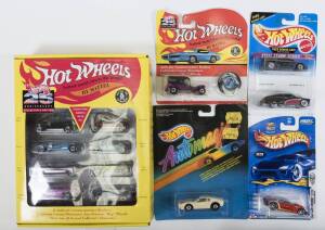 HOTWHEELS: Group of different 1900s to 2000s model cars including ‘Automagic’ Sheriff Patrol (7265); and, ‘25th Anniversary’ California Customs Redline Replicas (10960); and, Vector ‘Avtech’ WX-3 (3050). All mint and unopened on original cardboard blister