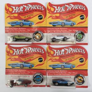 HOTWHEELS: 1970 group of Redline model cars including Carabo (6420) – Spectral Flame Green with Grey Interior; and, Swingin’ Wing (6422) – Spectral Flame Red with Black Interior; and, Jack ‘Rabbit’ Special (6421) – Enamel White with Blue Stripe and Black 