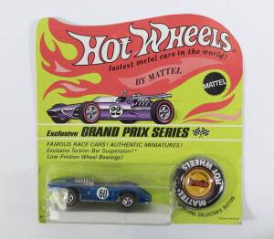 HOTWHEELS: 1970 Redline ‘Grand Prix Series’ Ferrari 312P (6274) – Spectral Flame Blue with Black Interior. Mint and unopened in original flame blister pack.