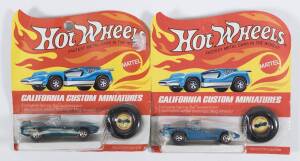 HOTWHEELS: Pair of 1971 Redlines Strip Teaser’s (6188) consisting of Spectral Flame Aqua; and, Spectral Flame Blue. All mint and unopened in original flame blister packs. (2 items)