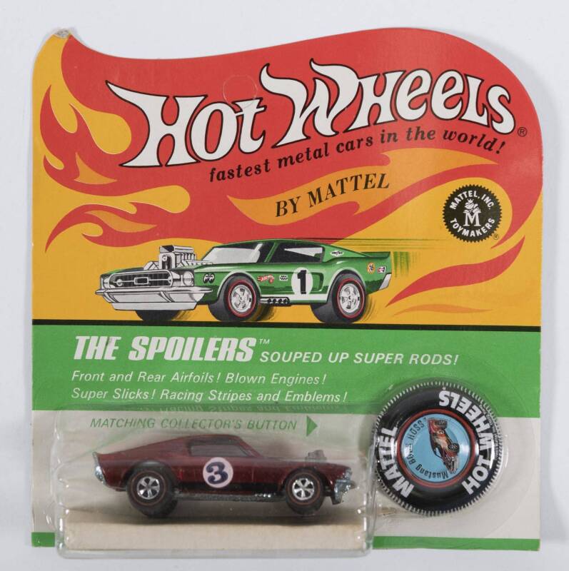 HOTWHEELS: 1971 Redline ‘The Spoilers’ Mustang Boss Hoss (6499) – Spectral Flame Red with Black Stripes. Mint and unopened in original flame blister pack.