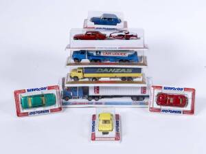 MAJORETTE: Group of model cars including Fourgon Police Van (279); and, Hors-Bord (314); and, Western Train + Wagon (315). All mint in original bubble packs. (48 items)