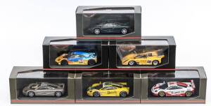 MINICHAMPS: 1:43 group of McLaren model cars Including McLaren F1 GTR - Gulf 25; and, McLaren M8D – Dan Gurney 48; and, McLaren F1 GTR – Davidoff 8. All mint in original perspex display case. (17 items)
