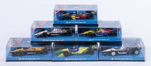 MINICHAMPS: 1:43 group of model Formula 1 race cars including Mercedes Penske PC 23 (3056) – Al Unser Jr; and, Lola T 93 Ford (2714) – Willy t. Ribbs; and, Reynard 941 Ford (3315) – Jacques Villeneuve. All mint in original perspex display cases. (14 items