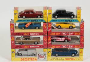 NOREV; 1960s group of model cars including Alfa Romeo 33 (815) – Red; and, Ferrari 246 GTS (825) – Yellow; and, Opel Rekord (803) – Brown. All mint in original windowed boxes. (35 items)