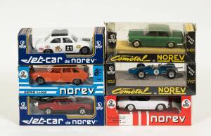 NOREV; Group of model cars including Renault 20 (228) &ndash; Orange; and, Citroen SM President (838) &ndash; Silver; and, Matra F2 (601) &ndash; Blue. All mint in original windowed boxes. (16 items)