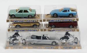 NOREV: Group of model cars including Citroen Presidential Motorcade (504); and, Volkswagen Golf (878) – Blue; and, Citroen Visa (882). All mint in original bubble display case. (15 items)