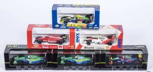 ONYX: 1:43 group of model Formula 1 cars including Valvoline Lola (094) – Ai Unser Jr; and, Penske Sneva (058) – RCA; and, March Porsche (072) – John Andretti. All mint in original perspex display case. (28 items)