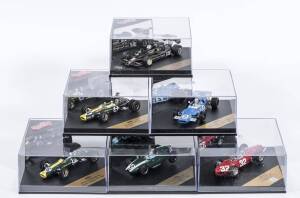 QUARTZO: 1:43 group of Formula 1 model cars including 1969 French G.P Matra MS80 (4017) &ndash; Jackie Stewart; and, 1967 Canadian GP Brabham-Repco BT24 (Q4042) &ndash; Jack Brabham; and, 1969 South Africa GP Lotus 49B 'Gold Leaf' (4010) &ndash; Graham Hill. All mint in or