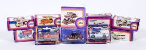 SIKU: 1970s to 1990s group of model cars including Maserati Boomerang (351) – Silver; and, School Bus (334) – Orange; and, Maltese Ambulance (556) -Cream. All mint in either original cardboard boxes or blister packs. (19 items)