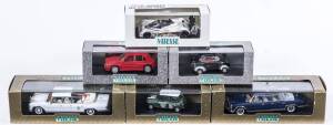VITESSE: 1:43 group of model cars including Mercedes 600 Pullman (033) – Black; and, Mini Spritele (L097) – Red; and, Trabant – Blue. All mint in original perspex display cases. All mint in original perspex display cases. (45 items)