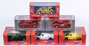 VITESSE: 1:43 group of Porsche model cars including Porsche 956 (200) – 1983 Silverstone; and, Porsche 911 (331) – 1965 Rallye Monte-Carlo; and, Porsche 956 (190) – 1983 Rothmans Du Mans. All mint in original perspex display cases. (20 items)