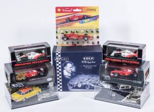 Miscellaneous group of 1:43 model cars including MODEL BOX: AC Shelby Cobra (8422) – Riversaide 62; and, LANG: McLaren MP 4/8-Ford V8 1993 (52009) – Ayrton Senna; and, CLASSIC CARLECTABLES: Holden VU SS Ute (0417). All mint in original packaging. (39 item