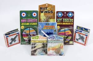 Miscellaneous Group of model aircrafts including MATCHBOX: Sky-busters Boeing 747 (SB10); and, ZYLMEX: Hot Wings Spitfire IX (A119); and, LINE: Sky Stars Sopwith Triplane ‘Black Maria’ (192). All mint and unopened in original blister packs. (63 items appr