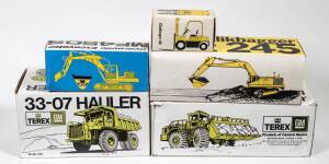 Miscellaneous group of model trucks including TREX: 33-07 Hauler (163); and, GESCHA: SC 150 Digger (289); and, ATLAS: Fully Hydraulic Tracked Excavator (104). All mint in original cardboard packaging. (18 items approx.)