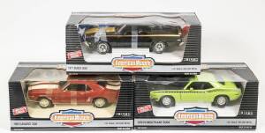 Miscellaneous group of 1:18 scale model cars including BURAGO: 1995 Ferrari F50 (3352) &ndash; Red; and, MIRA: 1955 Buick Century (6335) &ndash; Red; and, REVELL: Ferrari 412P (48831) &ndash; White. All mint in original cardboard packaging. (9 items)&nbsp;&nbsp;