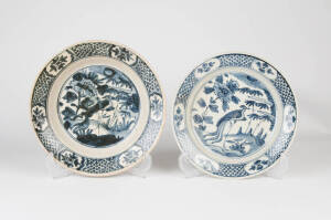 Two Swatow blue and white phoenix dishes, 17th Century; 26 and 28.5cm diameter