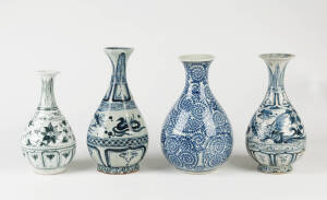 Four Chinese blue and white bottle vases