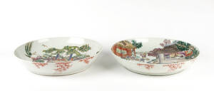 Two large Chinese famille-verte dishes, 37 and 38cm diameter