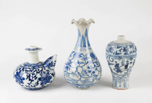 Three Ming Style Chinese blue and white ceramics