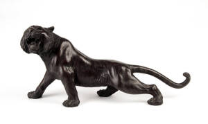 A bronze sculpture of a prowling tiger, Japanese Meiji/Taisho Period, circa 1920