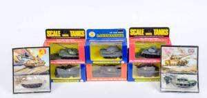 Miscellaneous group of model Tanks including UNIVERSAL: 1:83 Chieftain (3104); and, ZYLMEX: 1:87 Landmaster T10 JSIII (T404); and ZEE: Roughnecks Russian Roamer. All mint in original packaging. (30 items)