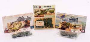 Group of military hobby kits including ESCI: 1:72 German Opel Blitz with 2cm Flak 38 (8052); and; ESCI: 1:72 U.S Armored Scout Car M3 A1 (8038); and, AIRFIX: 1:76 German Armoured Car 234. Most mint in original cardboard packaging with accompanying labels.